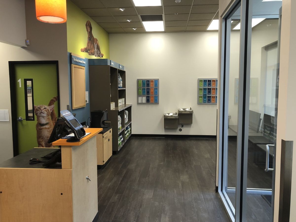 The Banfield Pet Hospital Plantation front desk and lobby