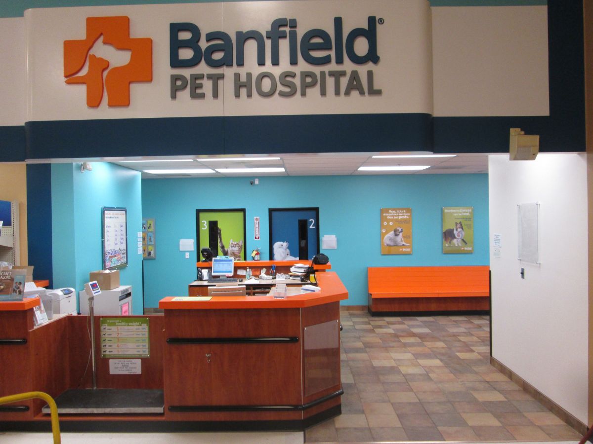 The Banfield Evansville hospital front desk and lobby