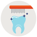 An icon of a shiny tooth and orange toothbrush