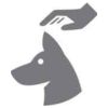 A gray icon of a dog being pet on its head