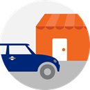 Illustration of a car pulling up to an establishment