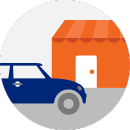 Illustration of a car outside of a Banfield Pet Hospital