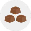 Illustrated icon of 3 small brown pet treats