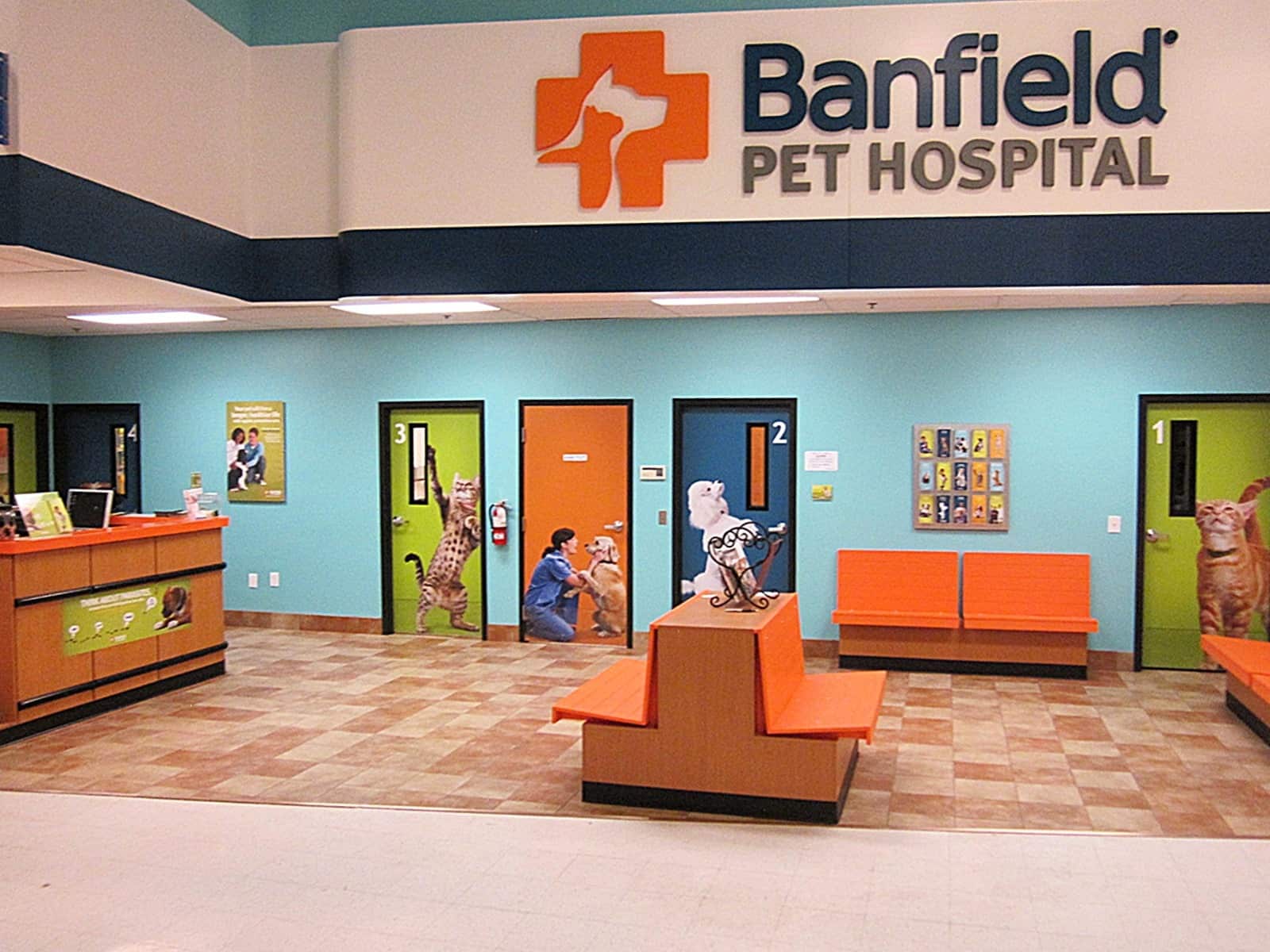 The waiting room and exam room doors