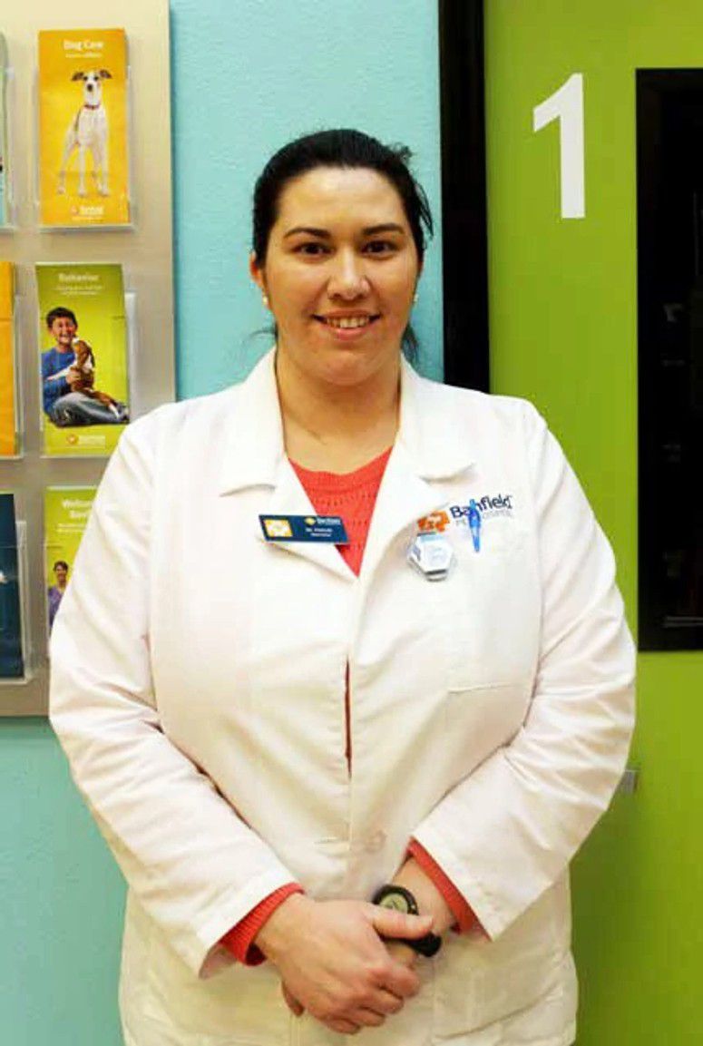A female veterinarian at the Banfield Pet Hospital, Alcoa, TN
